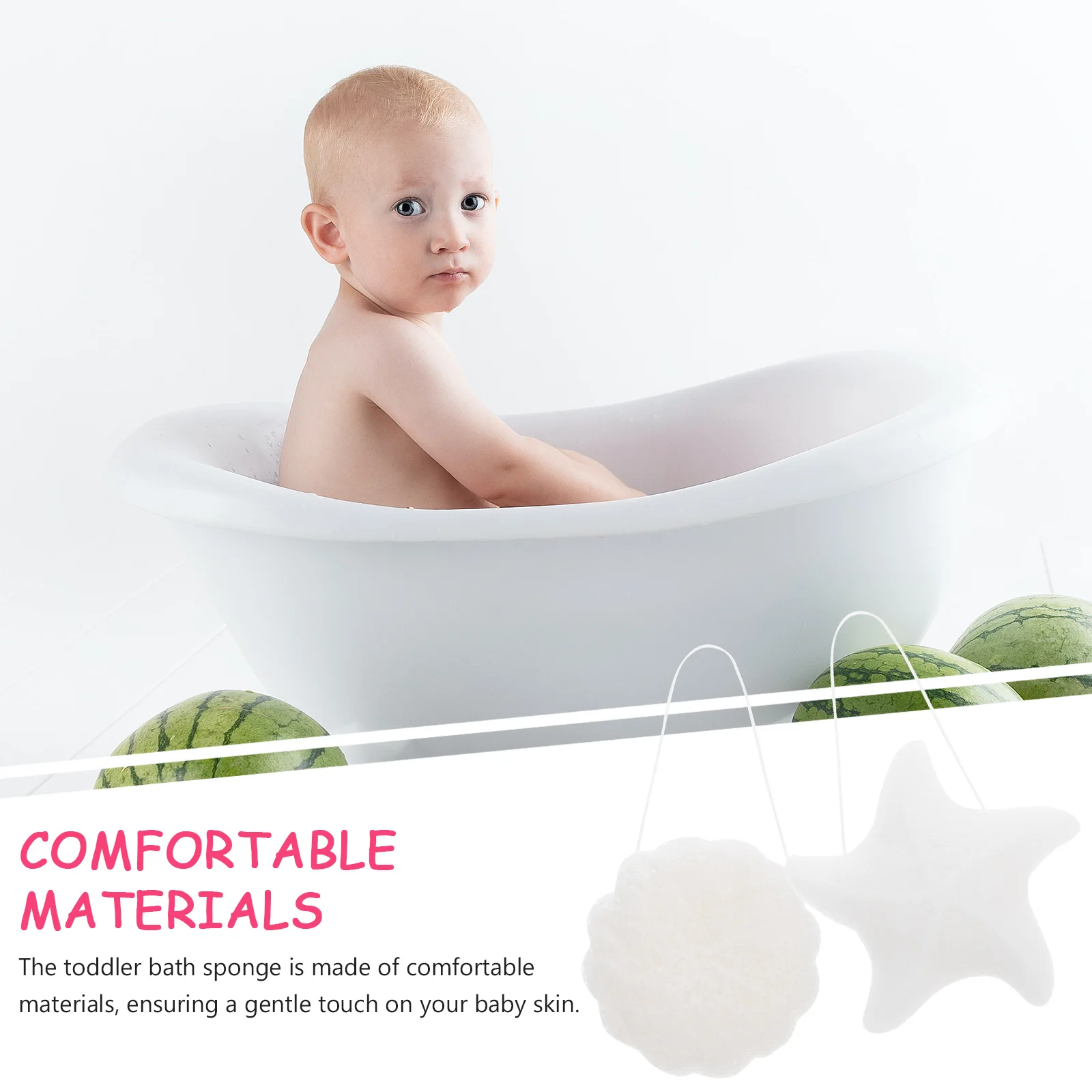 

2 pcs Konjac Bath Sponge Shape Toddler Shower Sponge Infants Bath Exfoliating Body Scrubber