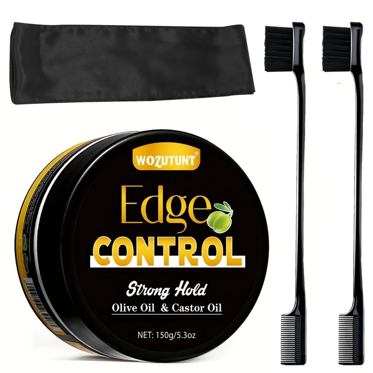 Gel de Control de bordes de 150G para rizos 4C, cera para peinar el cabello, acabado Bang, contiene aceite de ricino negro y aceite de oliva, pomada para el cabello de sujeción fuerte