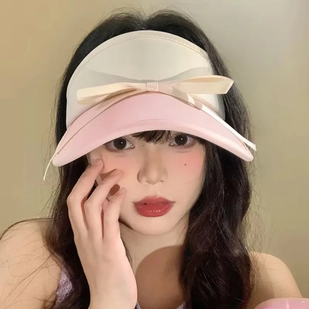 

Простая женская шляпа от солнца с бантом, регулируемая дышащая пустая верхняя кепка с широкими полями, солнцезащитный козырек, летняя кепка