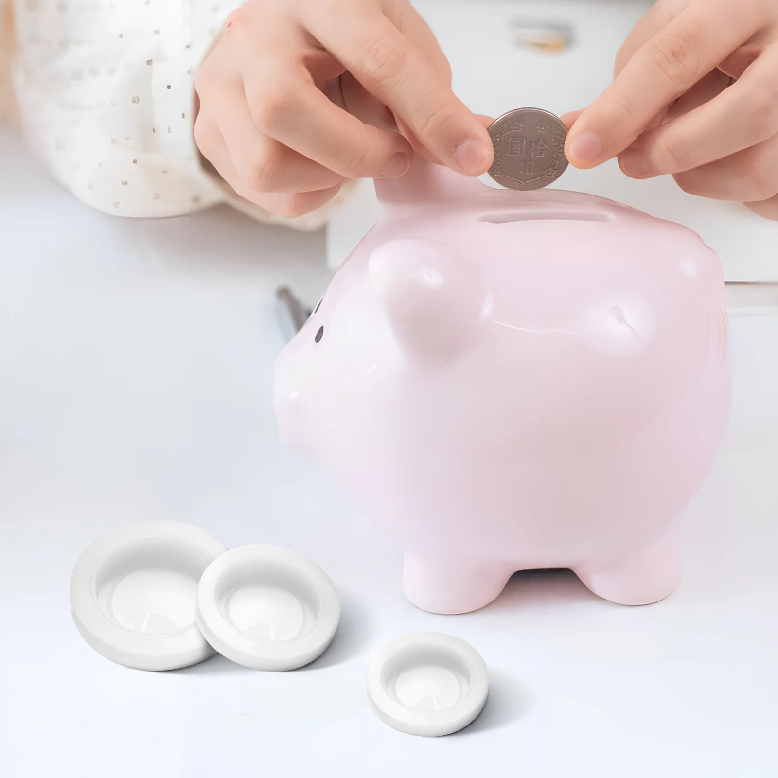 5pcs Round Plug Stoppers Pvc Material For Piggy Bank Saving Box Replacement Caps Stopper Assorted Sizes Compatible With Money