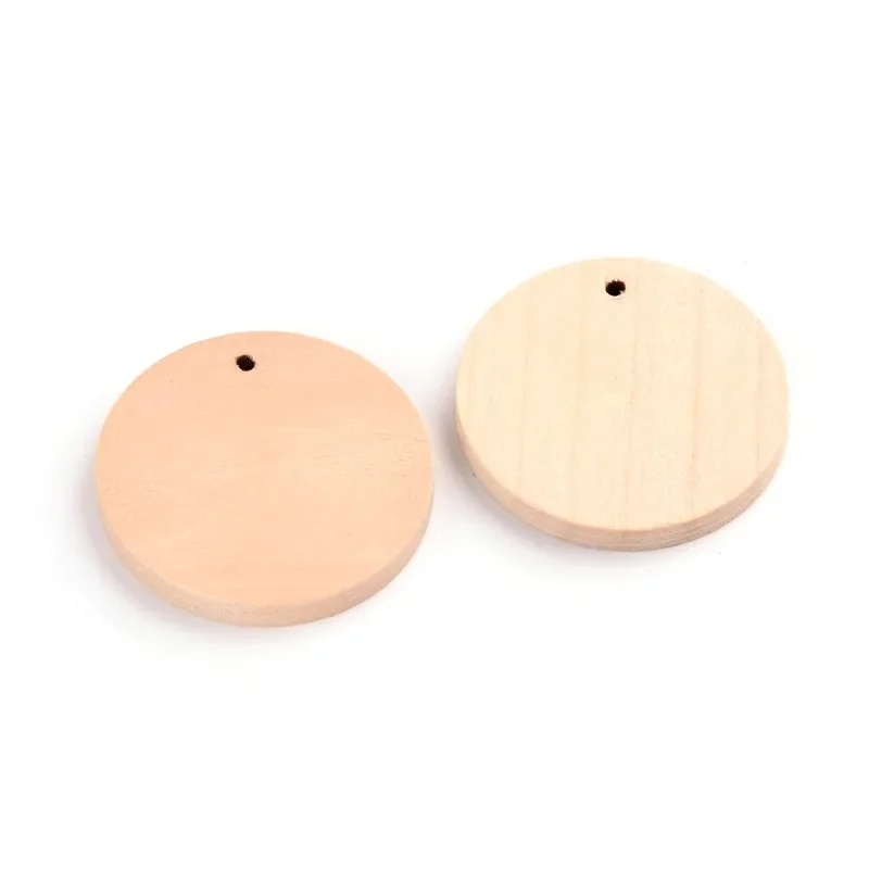 10PC Wood Pendants Flat Round BurlyWood 34.5x3.5mm Hole: 1mm