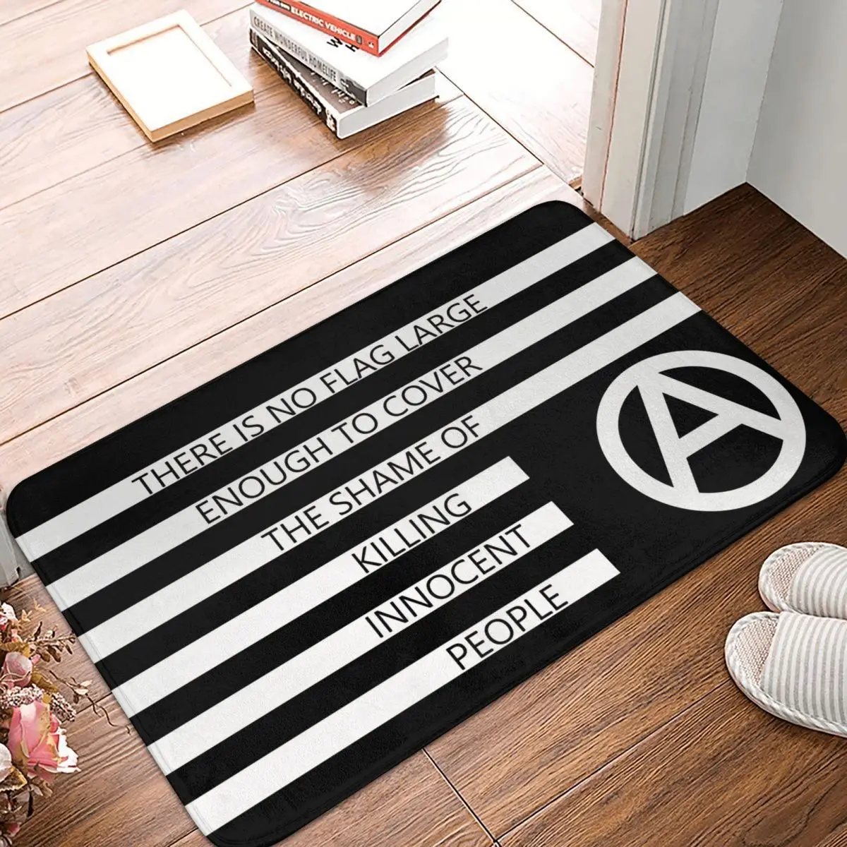 There Is No Flag Large Enough To Cover The Shame Of Killing Innocent People Anarchist Protest Meme Y2K Mat Rug Doormat Carpet