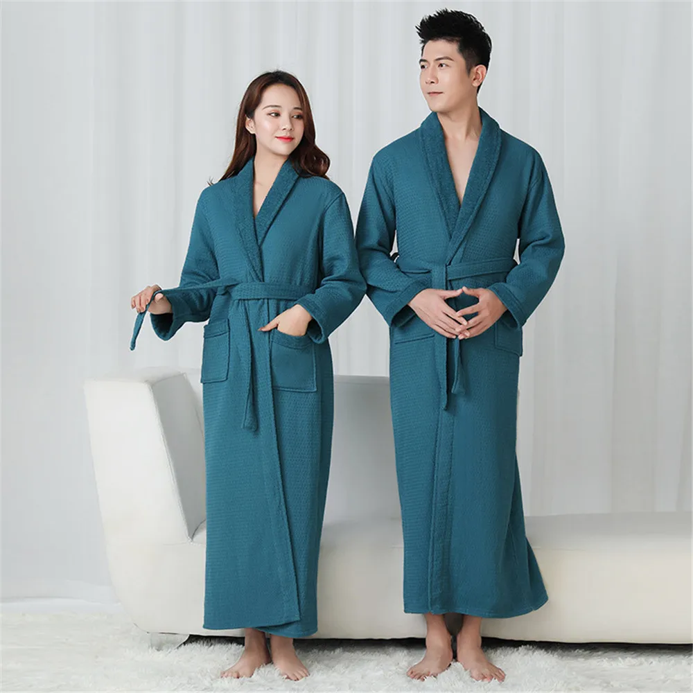 Female Autumn and Winter Warm Double Layer Terry Long Thick Couple Bath Bathrobes Men Women Pajamas