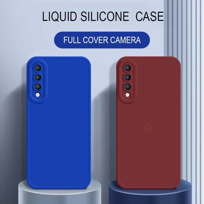 A50 70 30 Camera Protection Liquid Silicone Case For Samsung Galaxy A50 A70 A30 2019 Klein Blue Matte Cover A50S A30S