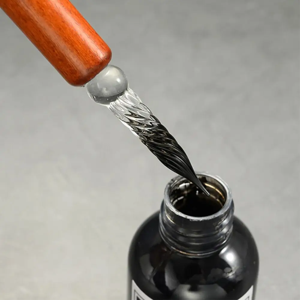1pcs Multi-functional Wooden Rod Dip Pen Vintage Dipped Ink English Pen Signature Pen Students