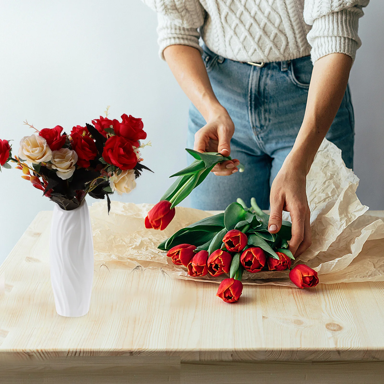 

4Pcs Geometric Vases Plastic Floral Arranging Vase Smooth Surface Easy Clean Home Table Centerpiece Decoration