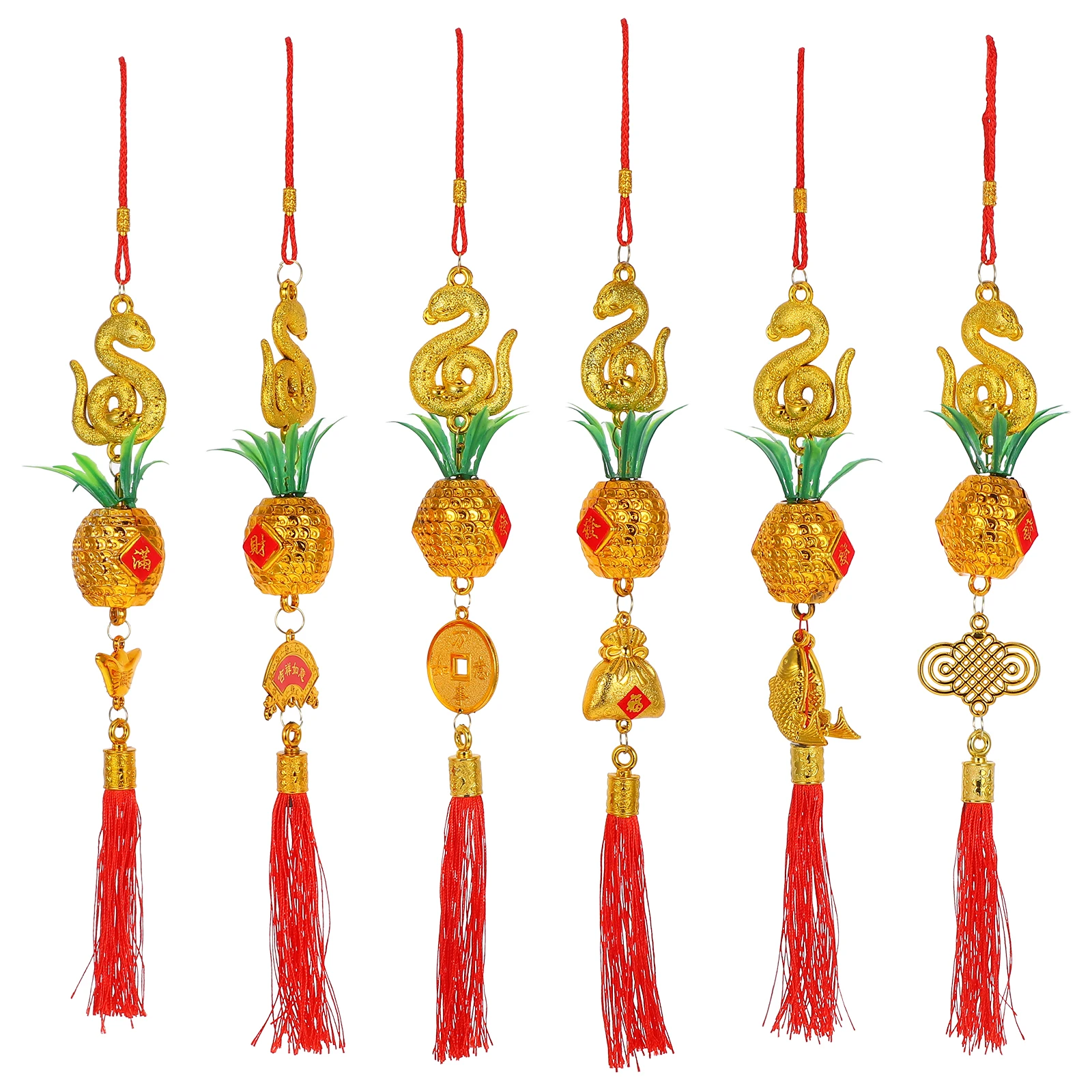 

6pcs New Year Decoration Pendant Chinese Zodiac Snake Hanging Ornament for Home Office Car Spring Festival Supplies Plastic