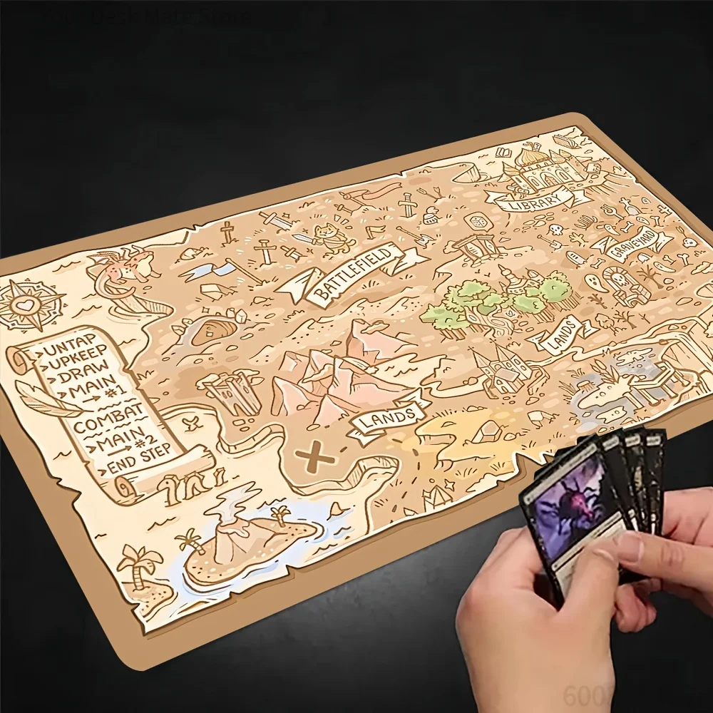 Schatzkarten-Magie-Partyspielmatte Langlebiger Gummi für MTG- und TCG-Spiele 35x60cm Mauspad Bürotischmatten Benutzerfreundliches Design