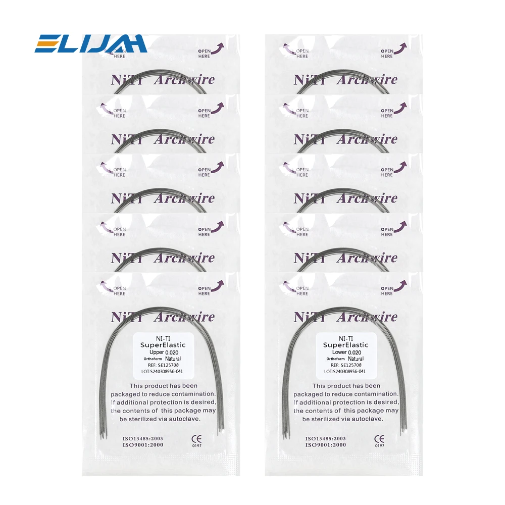 ELIJAH  Dental Orthodontics Niti Bow Wire Round Rectangular Natural Shape 10 Pcs/pack Niti Bow Wire Dental Accessories