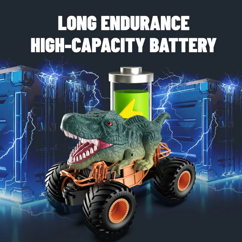 2.4GHz Dinosaur RC Car Big Wheel Remote Control Vehicle Lights Spray stunt vehicle climbs off-road children's toy car