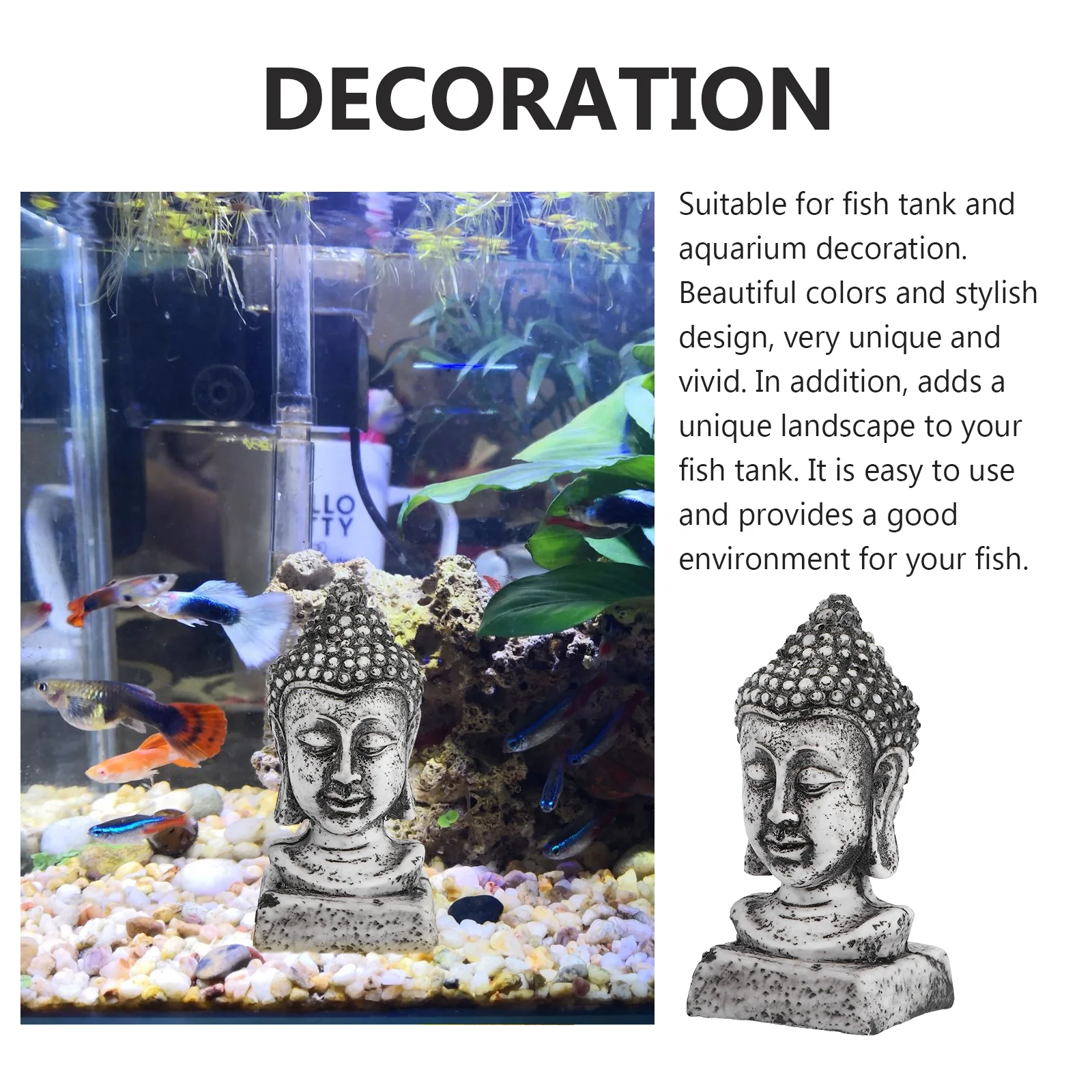 

1pc Resin Buddha Statue Fish Tank Ornament Aquarium Decoration Craft Creative Simulation Decor Fresh Salt Water Safe Fish Tank