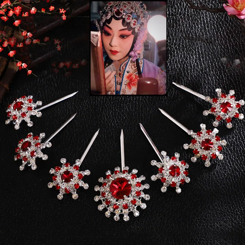 Copricapo tradizionale da donna dell'opera di Pechino, squisito copricapo Huadan Qing Yi con strass con fiori gioiello Baotou