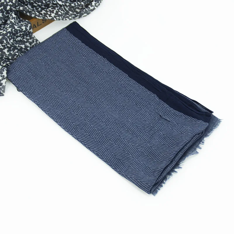 Autumn Fashion Men Scarf Winter Black Navy Mix Woven Cotton Muffler Male Casual Warm Big Size Neckchief 80*190cm Striped Scarves