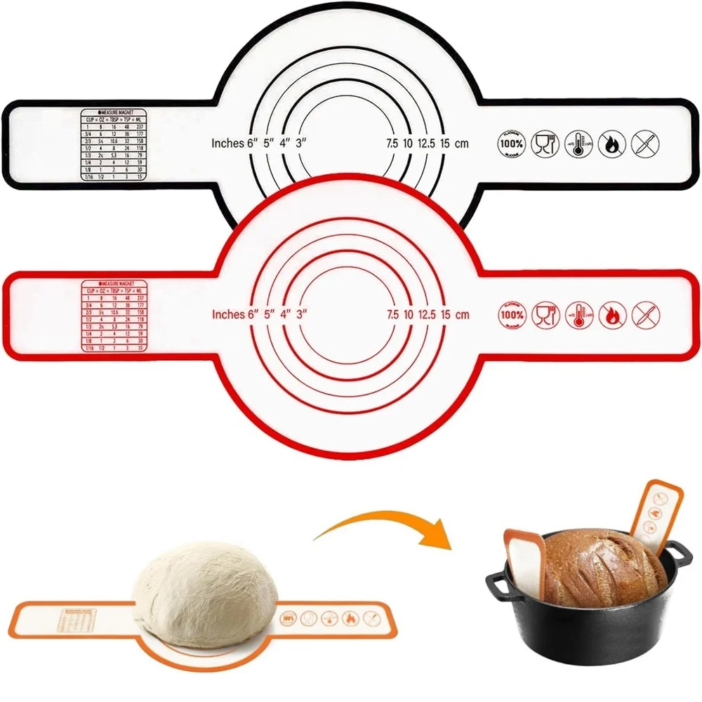 Reusable Silicone Bread Slings Heat Resistant Non-Stick Yeast Baking Mat with Long Handle for Dutch Oven Baking Liners Baking To