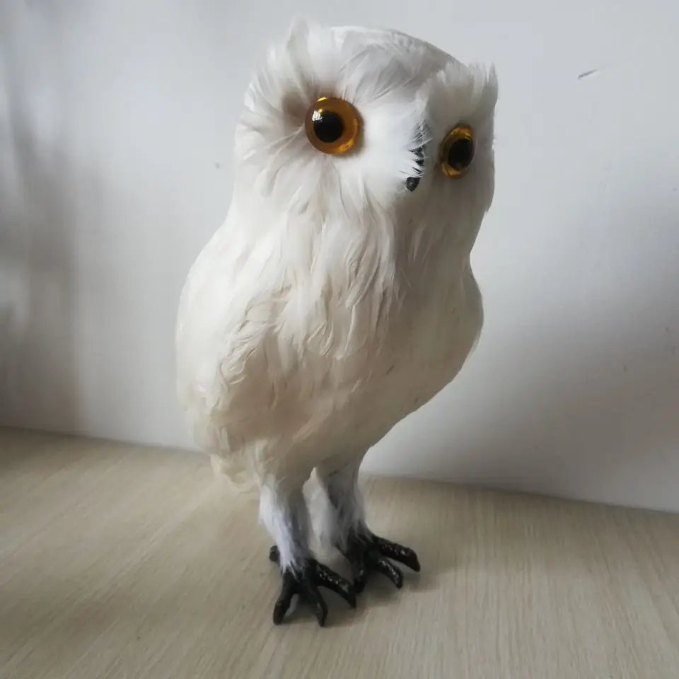 new simulation owl model foam and feathers white owl  toy home garden decoration about 30cm s2841