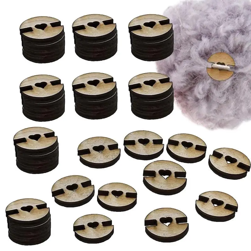 50Pcs Pompom Hats Buttons Natural Wooden Knitted Hat Making Fastener Tool Wooden Buttons for Knitted Beanies