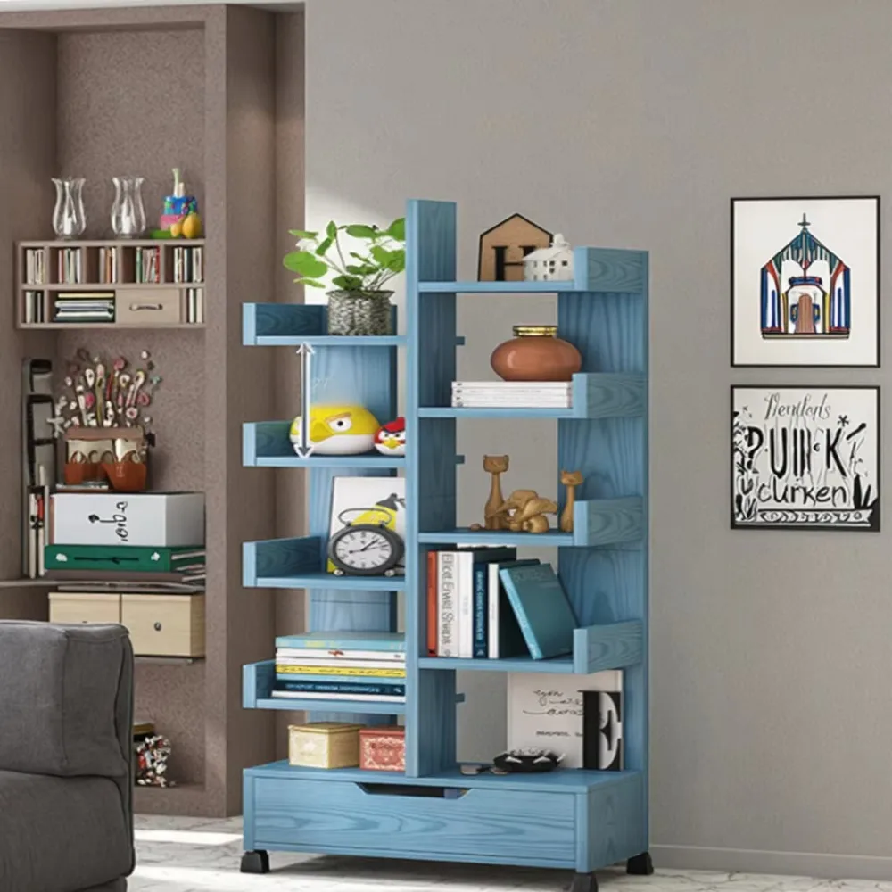 

Hot Selling Modern Wooden Panel Living Room Bookcase Multilayer Tree Shape Book Shelf