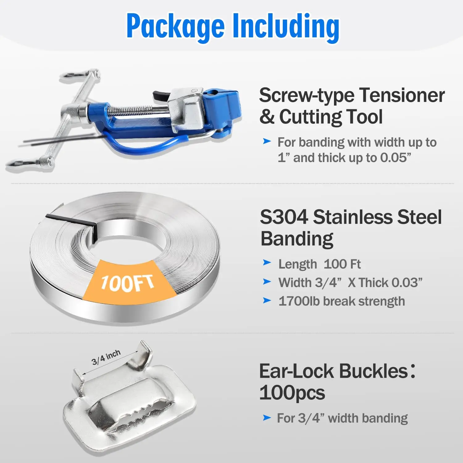Strapping Banding Kit Stainless Steel Banding Tool Band Coil 3/16