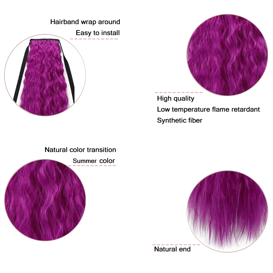 Ponytail hair Extension 20 inch Loose Wavy in Tied Pony Tails Hair Extensions Synthetic Hair Wrap Around Ponytail for Women