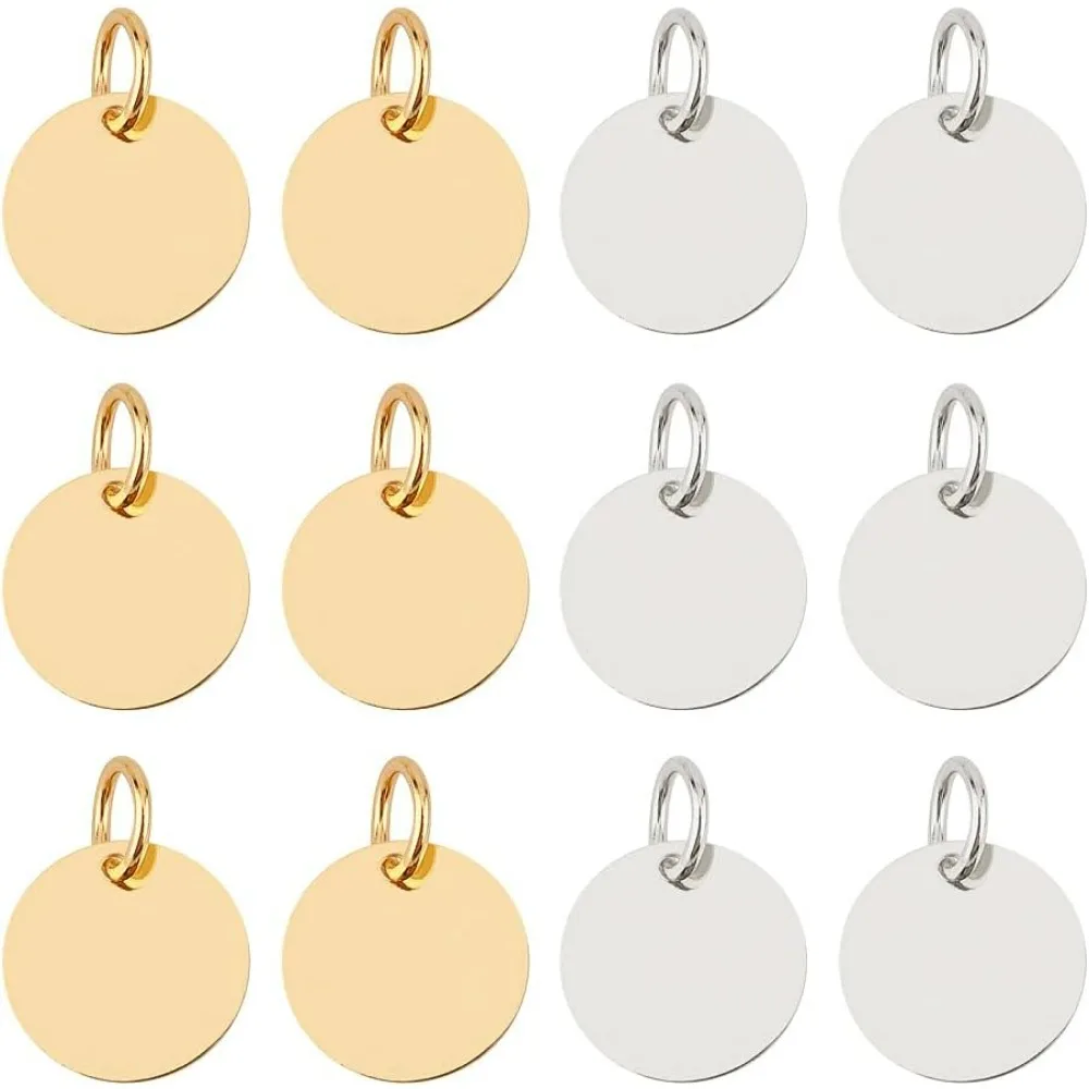 

100 шт. плоские круглые подвески золото и серебро латунная штамповка пустая бирка подвески для изготовления ювелирных изделий 12x0,25 мм