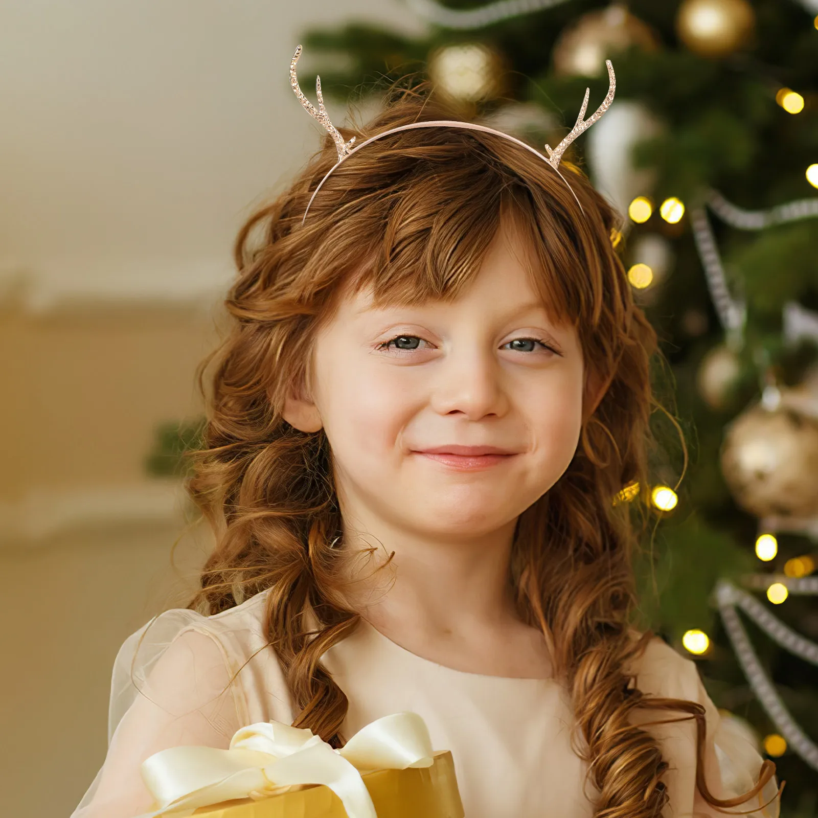 

1Pcs Antler Shaped Headband Alloy Fairy Hairband for Party Christmas Masquerade Mardi Gras Cosplay Costume Accessory