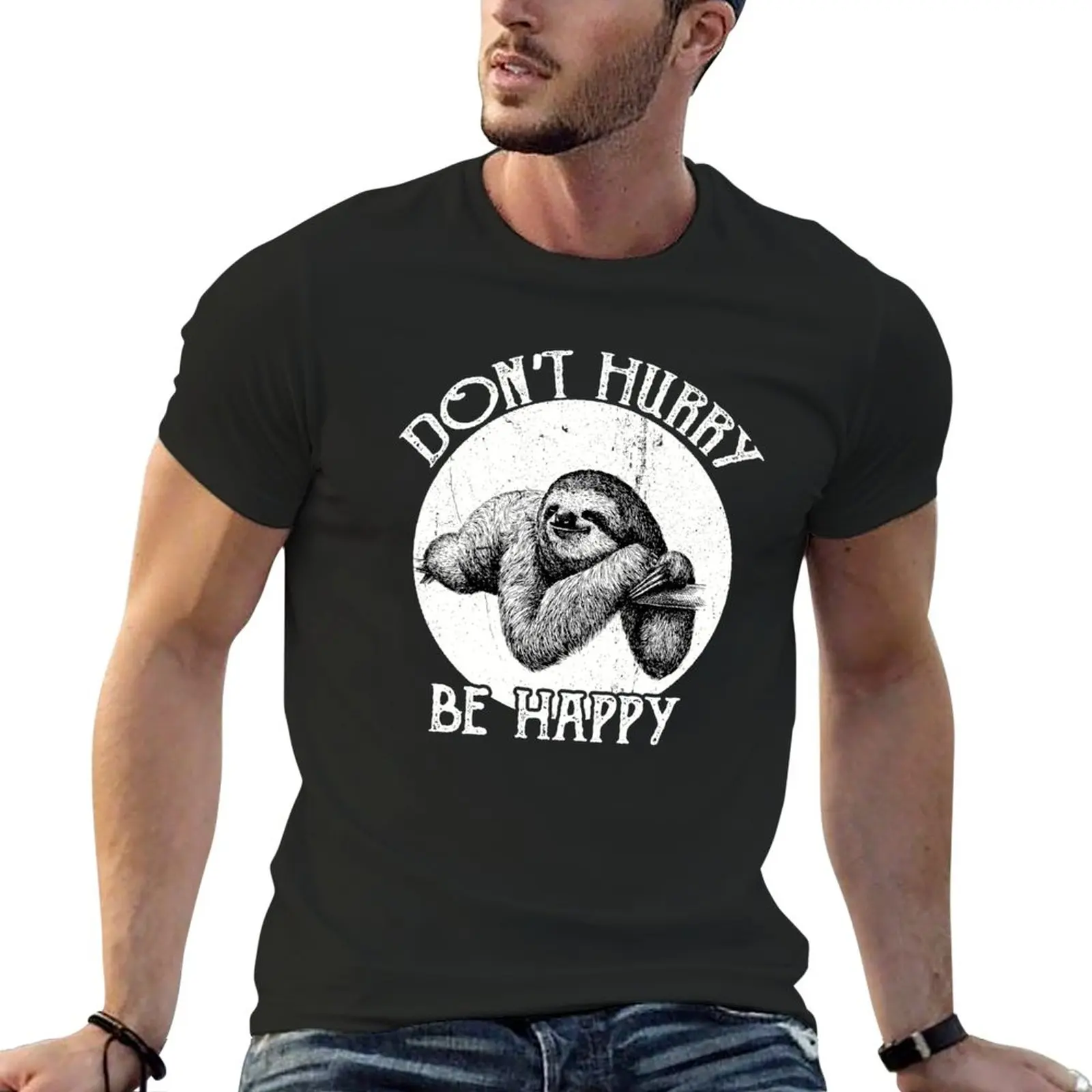 

New Vintage Sloth Pun-Don't Hurry Be Happy Sloth T-Shirt quick-drying t-shirt t shirts for men pack