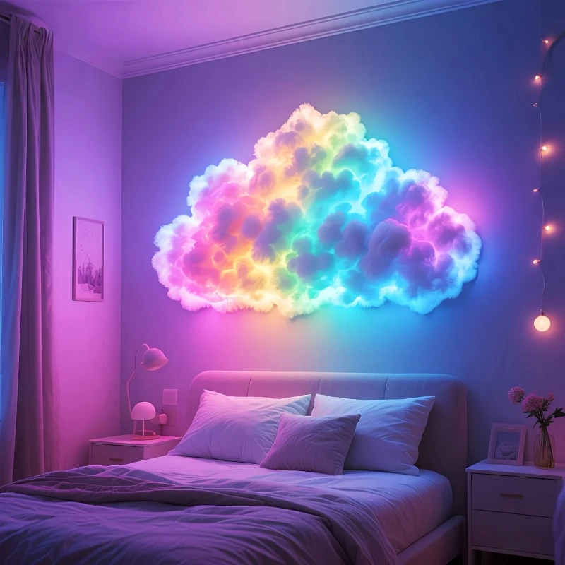 DIY 3D Thunder Cloud LED Decor Light Kit, USB Powered Sound Activated Cloud Ceiling Ambient Lamp for Bedroom & Game Room Decor