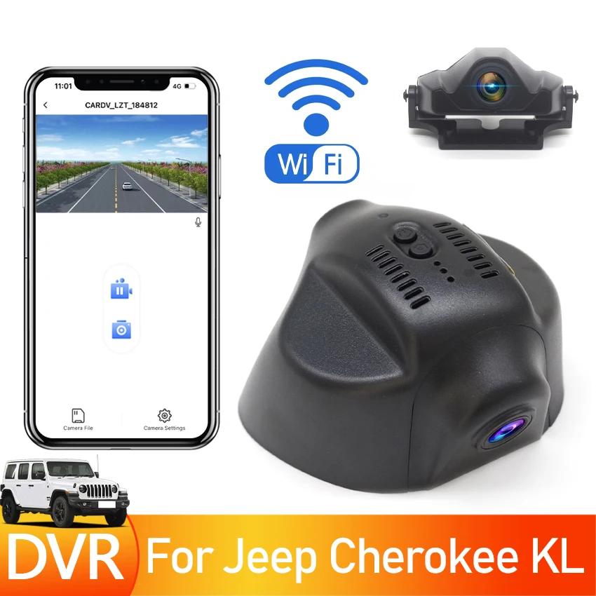 4K Car DVR Video Recorder Front Dash Cam Camera For Jeep Cherokee KL Low Configuration 2014 2015 2016 2017 2018 Car Accessories