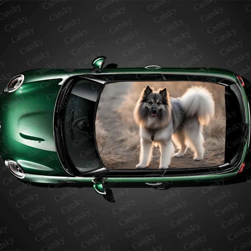 

Keeshond Animal Dog Car Roof Sticker Wrap Racing SUV Accessories Packaging Painted PVC Custom Car Graphic Decal