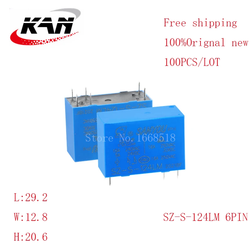 

Free shipping 100pcs Power relay SZ-S-124LM SZ S 124LM 24VDC 16A 250VAC 6PIN Original New