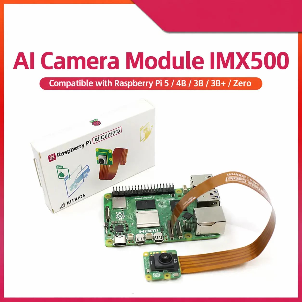 Raspberry Pi AI Camera 12MP IMX500 Intelligent Vision Sensor 78.3 FOV A318