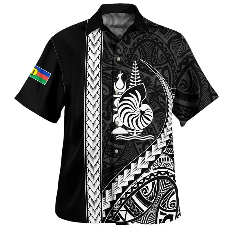 

Summer New 3D New Caledonia Flag Printed Shirt Badge Graphic Short Shirt Men's Fashion Clothing Top