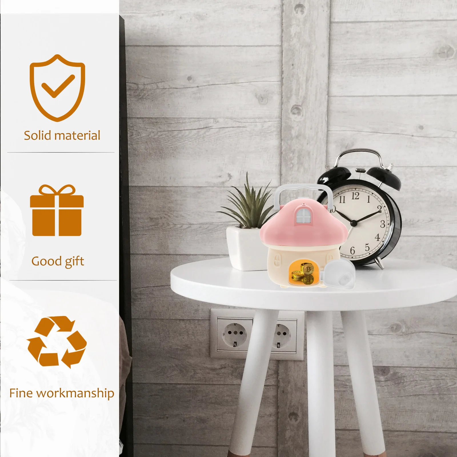 

Mushroom House Coin Bank Durable Piggy Bank Vintage Style Table Ornament Home Decor Kids Money Jar Saving Pot Money Jar