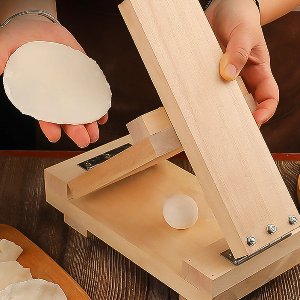 

Dumpling Wrapper Presser Skin Machine Practical Mold Wooden Dough Press Kitchen Gadget Food Grade Safe Easy Clean Widely Used