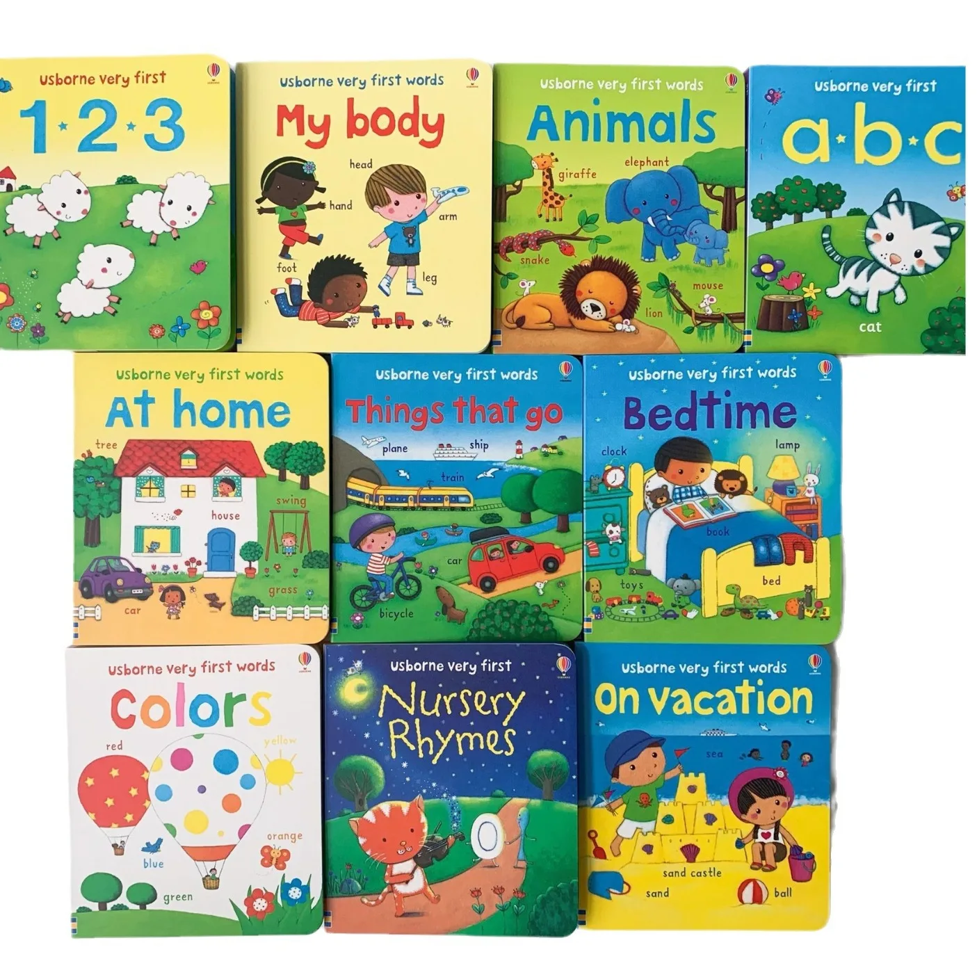 Kids' Enlightenment Educational Toy 10pcs English Books Picture Textbooks Usborne Very First Words Hardcover Board Book