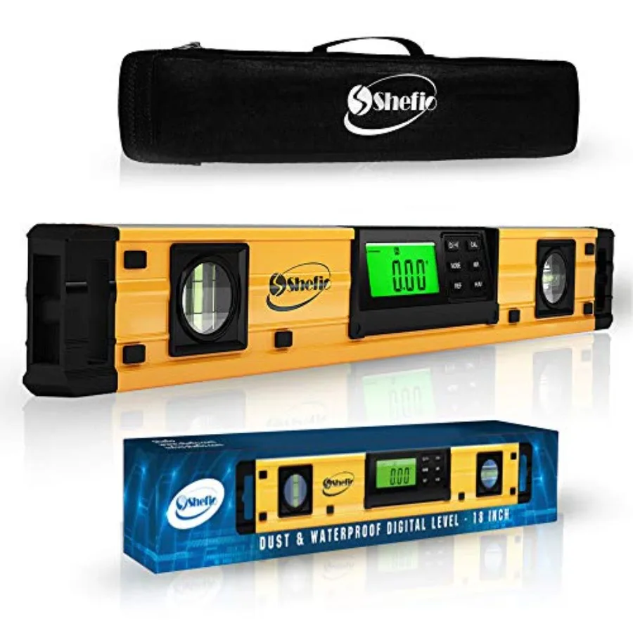 

Цифровой угломер 18 дюймов, магнитный, IP54, пыле- и водонепроницаемый, с батареями и кейсом для переноски