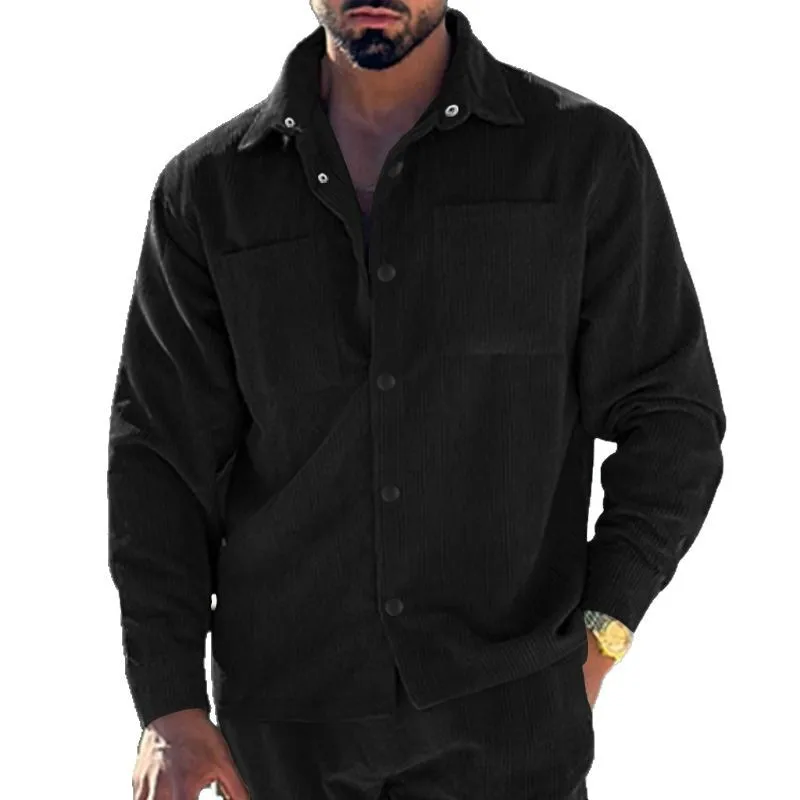 

Мужская повседневная вельветовая куртка Jaet Long Sve irt с воротником на пуговицах, американская рабочая одежда, весенне-осенняя верхняя одежда в полоску