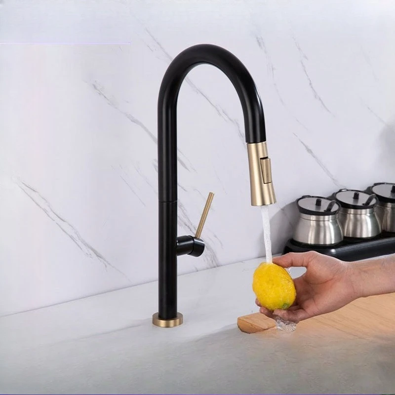 

304 stainless steel gold kitchen universal pumping splash-proof multi-functional water outlet basin hot and cold faucet