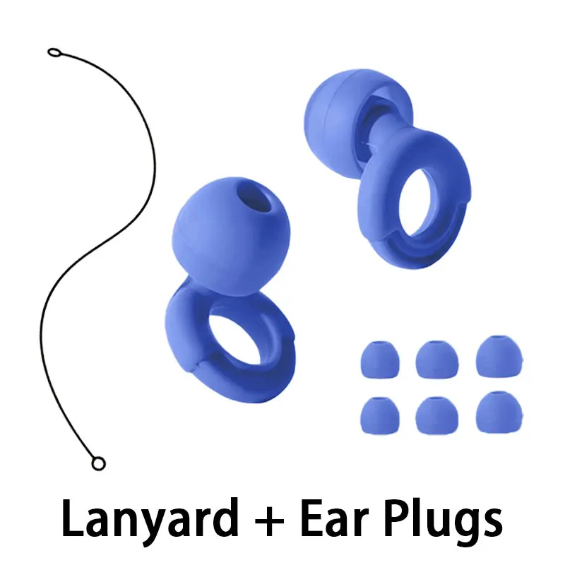 Multi-Purpose Ear Plugs Washable Waterproof Noise Reduction Earbuds with Silicone Lanyard for Travel Swim Universal Use