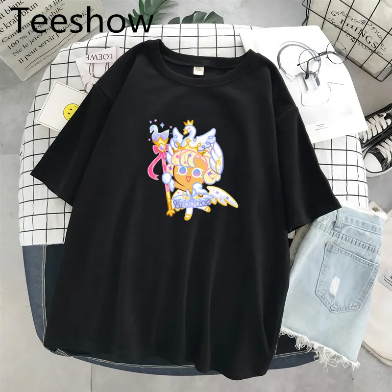 Kawaii Cookie Run T-shirt Women Printed Casual Cartoon Tshirt Streetwear Short Sleeve Graphic Tops Tee Cute Women Clothing