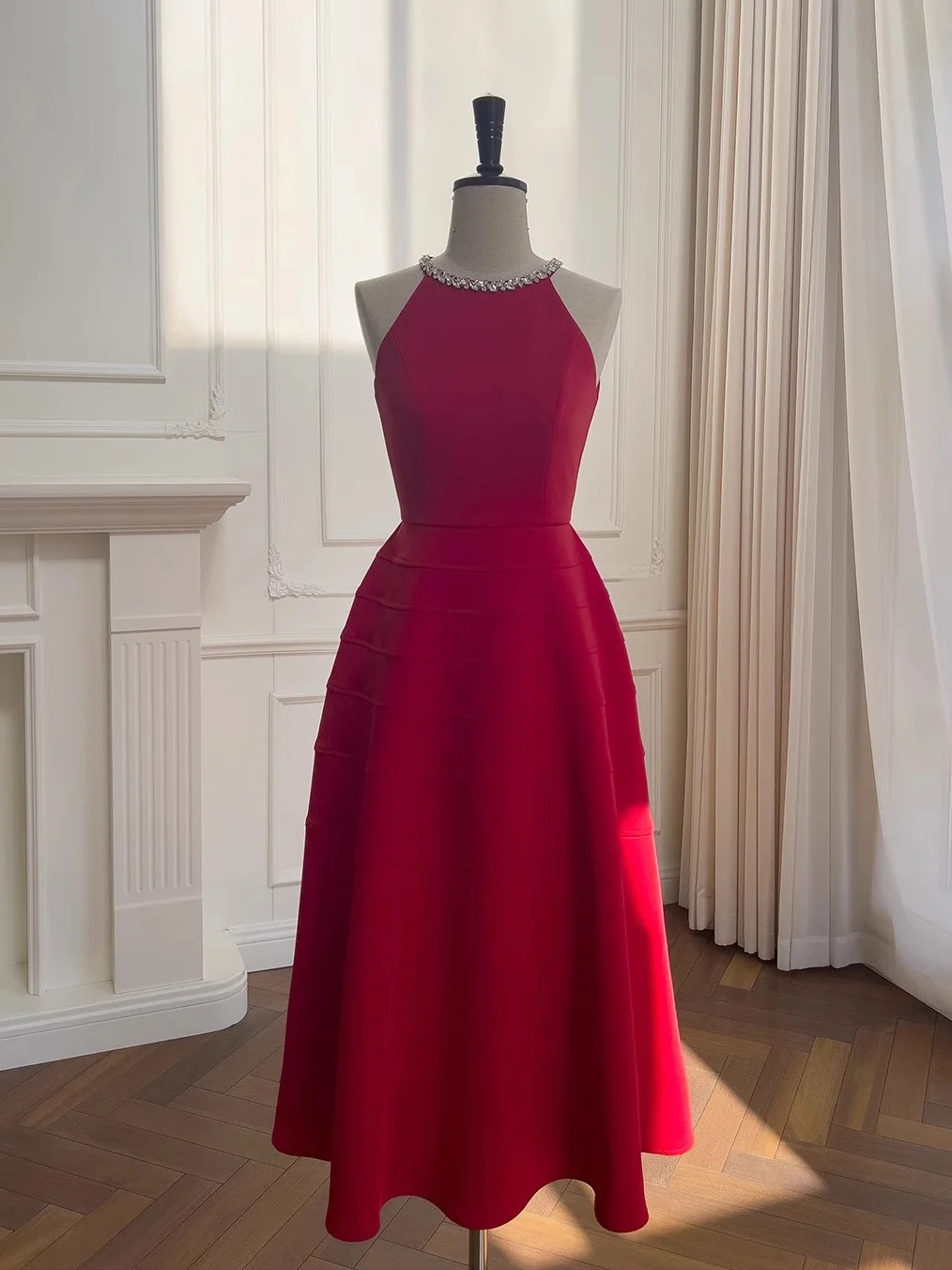 

Red High Waist ter Ne Wedding Dr Ele Slimming Long Skirt for Engagement And Celebration Ocns Chinese Design