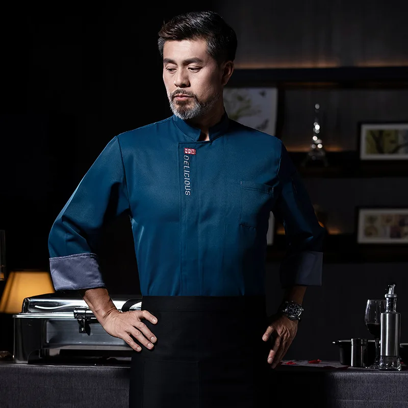 Chef Work Clothes Long Sleeve Autumn Winter Restaurant Kitchen Western Cuisine Kitchen Catering Canteen Baking Cake Bread Clothi