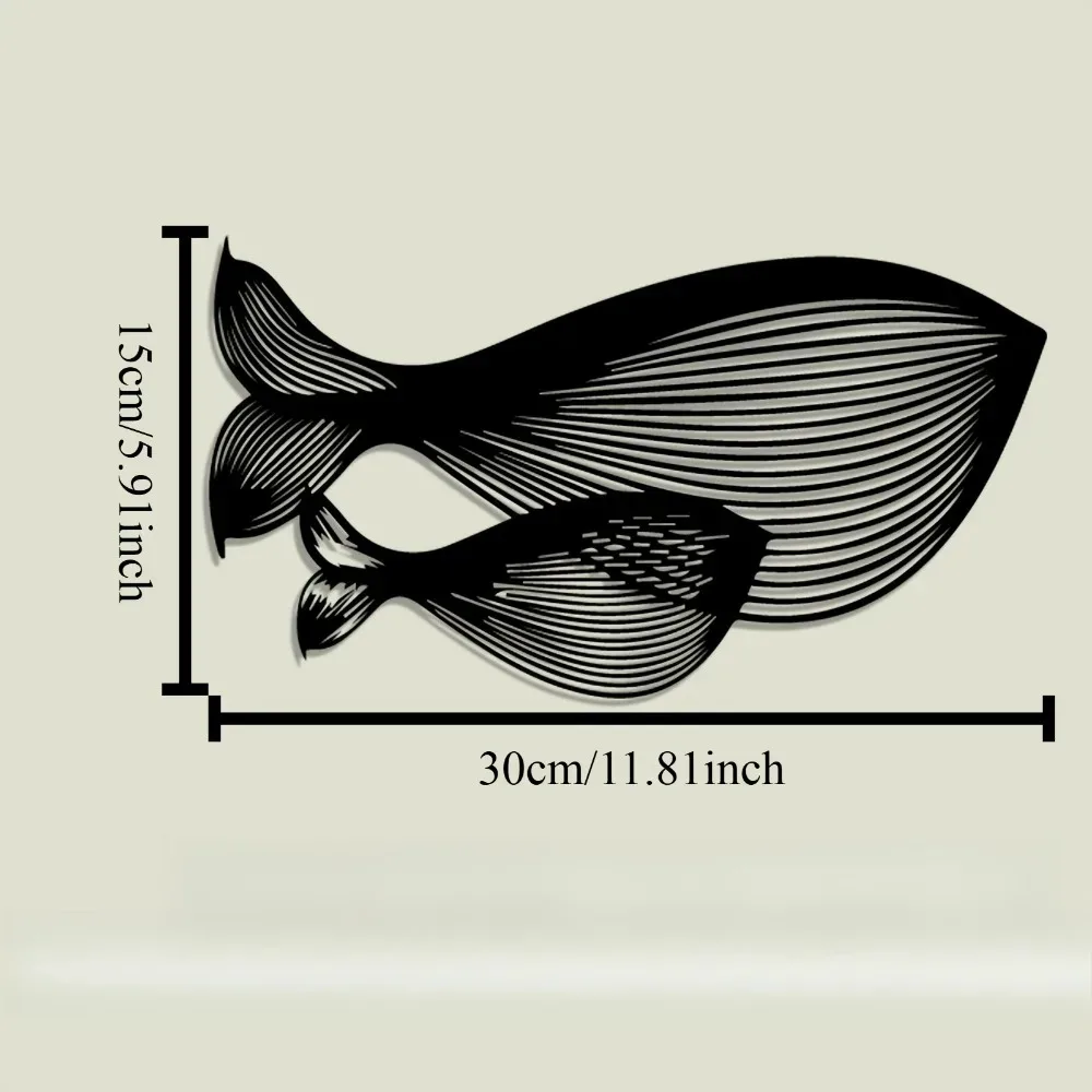 YBLCOZYC Blue Whale Metal Wall Art Laser-Cut Vintage Decor Easy-Hang