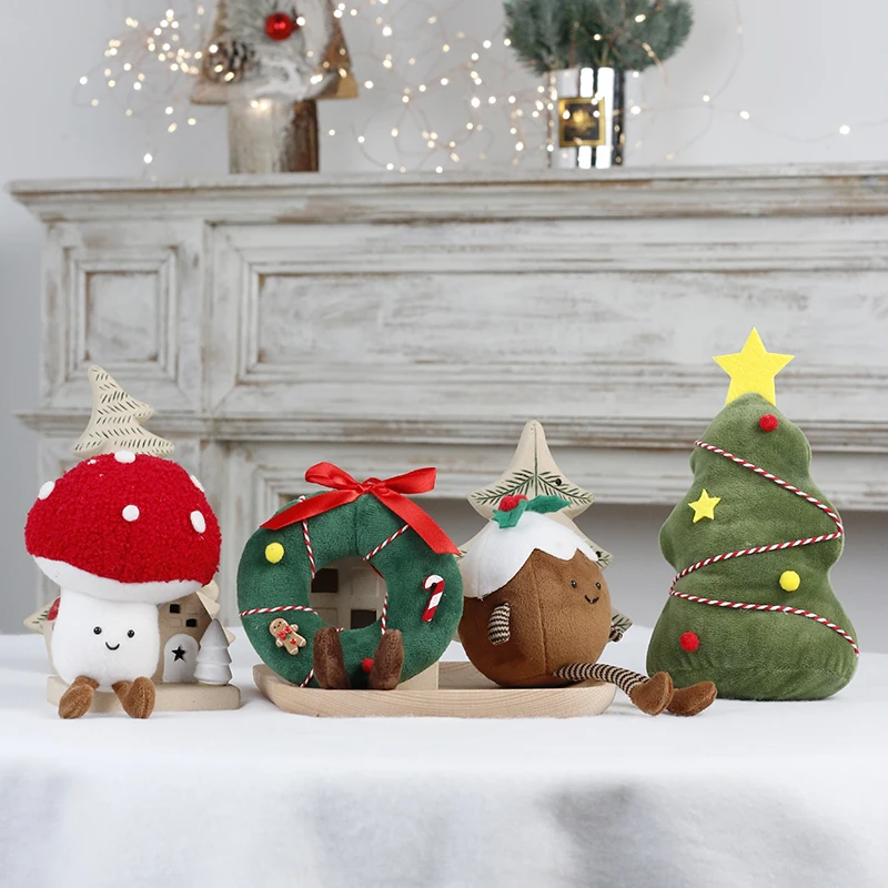 Christmas Decorations Christmas Tree Wreath Cake Wreath Shaped Plush Doll Ornament Holiday Decoration Home Decor for Christmas