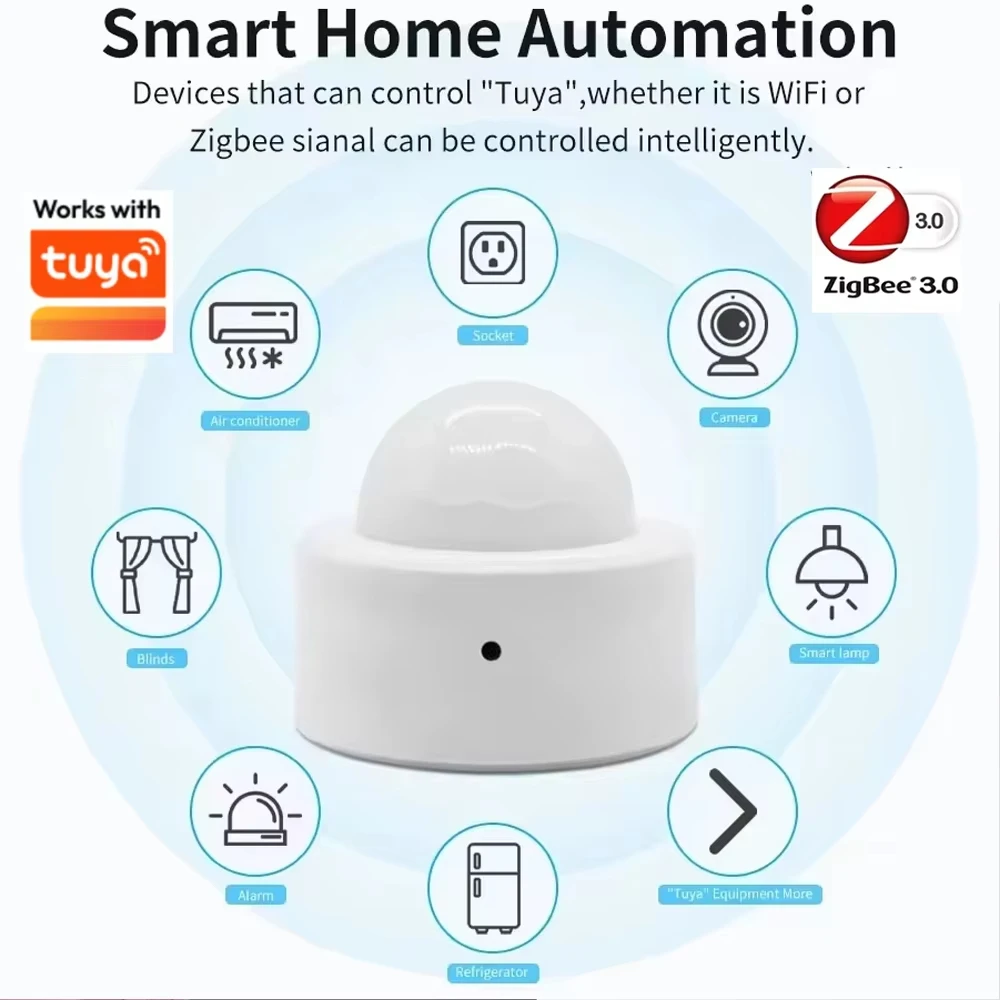 Zigbee3.0 Mini PIR Human Motion Sensor Wireless Infrared Body Detector Smart Life APP Security Alarm Reminder Alexa Google Home