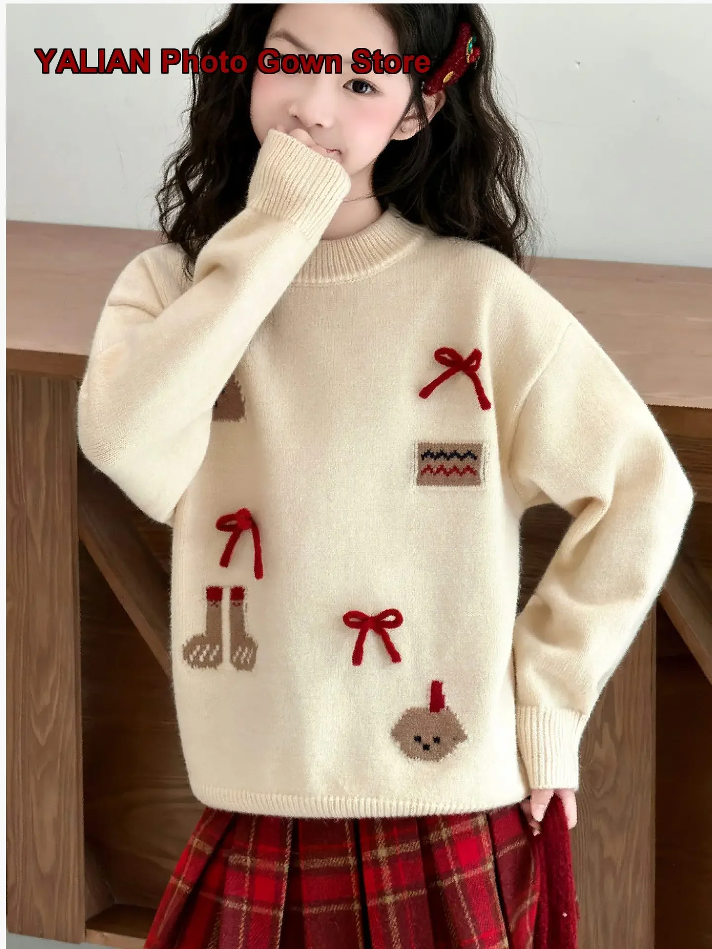 Girls Turtleneck Sweater Kids Winter Christmas Holiday Knit Top Solid Color Fleece Lined Thickened Warm Base Layer Toddler Cloth