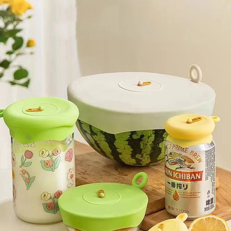 1/3pcs Silicone Stretch Food Covers | Reusable Eco-Friendly Lids With Pull Tab & Weekly Tracker For Bowls/Jars/Cans