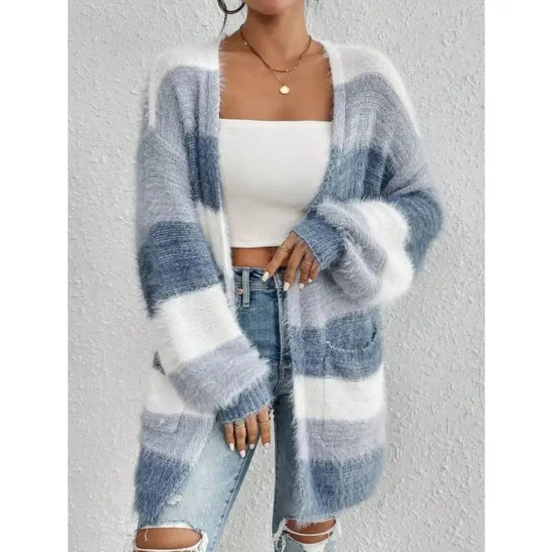 

New P 499 Long Knitted Cover up Open Front Loose oulder Sle for Women Ci Walk Coolmax Fiber Collar Nine Quarter S...