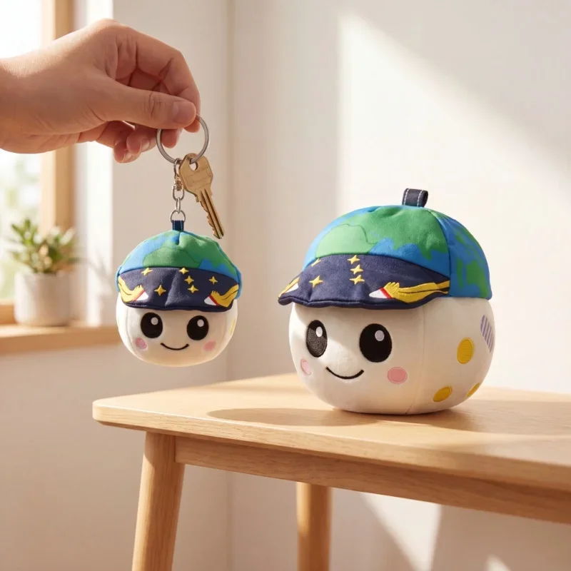Multicolor Embroidered Hat Plush Toy Set for Kids Collectible Stuffed Soft Dolls with Keychains Waist Waist