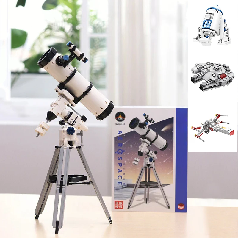 751PCS Creative Ideas Astronomical Telescope Building Blocks Space Series Aircraft Robot Model Kit Toys Educational For Kid Gift